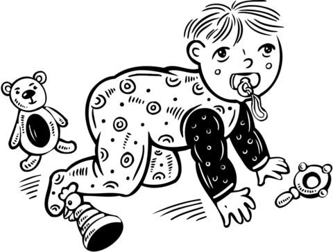 Baby Walking on Knees Coloring page