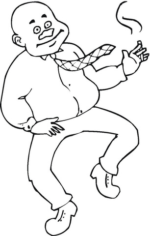 Bald Man Is Dancing  Coloring page