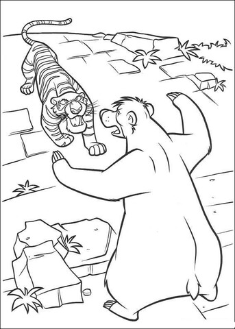 Baloo Fights With Shere Khan  Coloring page