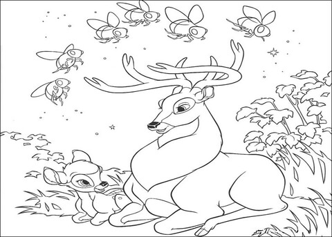 Bambi And Roe Deer  Coloring page