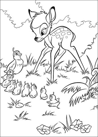 Bambi And The Pheasant  Coloring page