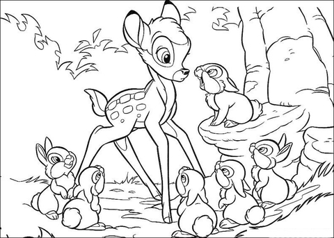 Bambi And The Rabbit  Coloring page