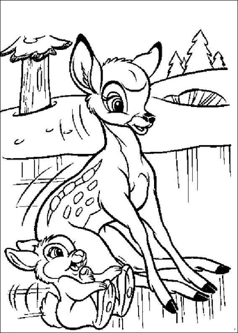 Bambi And Thumper  Coloring page