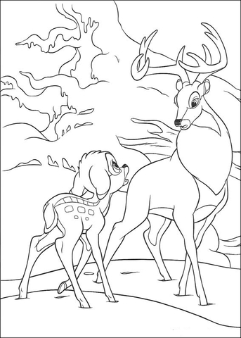 Bambi Asks Roe  Coloring page