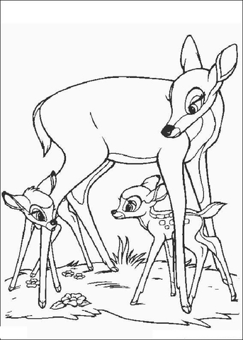 Bambi Faline And His Mom  Coloring page