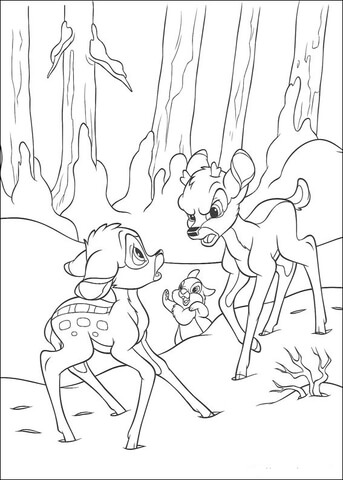 Bambi Faline And Thumper  Coloring page