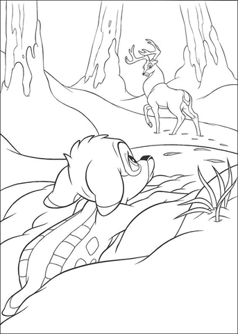 Bambi Is Looking For Roe Deer  Coloring page