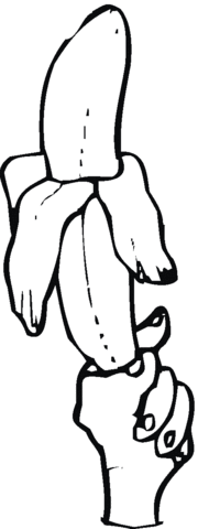 Open Banana in a hand Coloring page