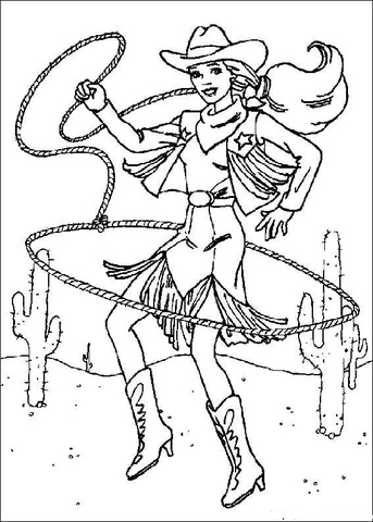 Cowgirl Barbie Coloring page