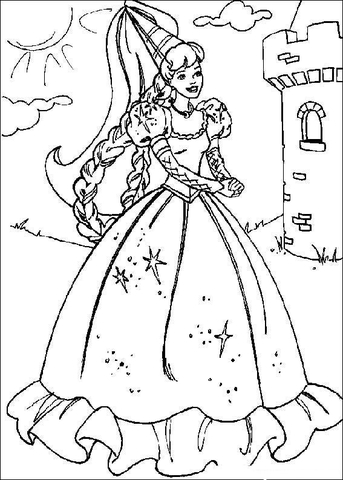 Barbie in fairy-style dress Coloring page