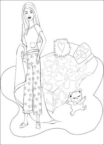 Barbie in a bedroom  Coloring page