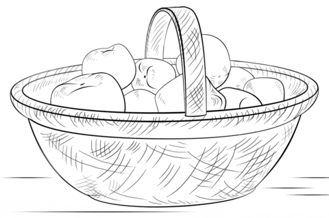Basket with Apples Coloring page