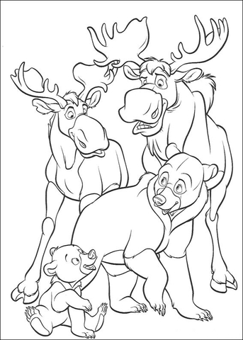 Tuke and Rutt Moose and bears Coloring page