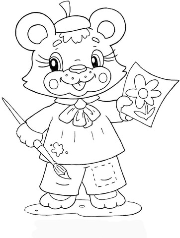 Little Mouse at school Coloring page