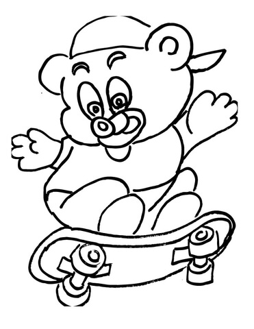 Bear Cub Skateborder  Coloring page