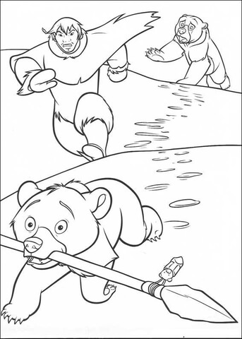 Bear Steals The spear From Inuit Coloring page