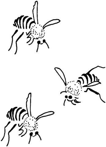 3 bees Coloring page