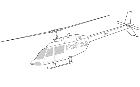 Bell 206A Police Helicopter Coloring page