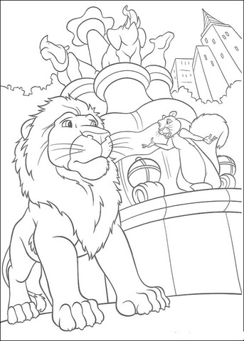 Benny The Squirrel Is Talking To Samson The Lion  Coloring page