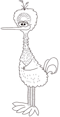 Big Bird Standing and Waiting Coloring page