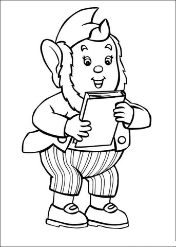 Big-Ears dwarf Reads The Book  Coloring page