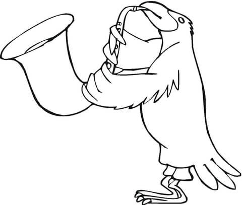 Crow Is Playing Saxophone  Coloring page