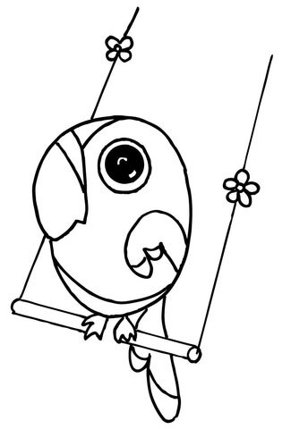 Parrot on the Swing  Coloring page