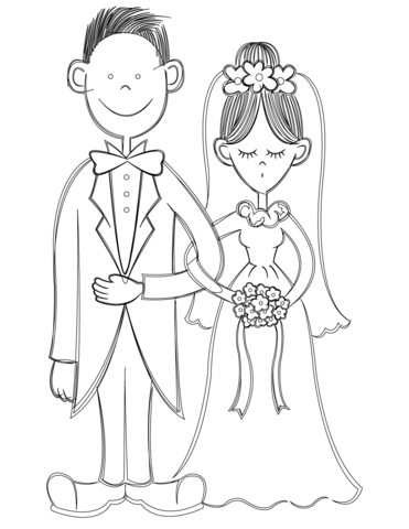 Bride and Groom Coloring page