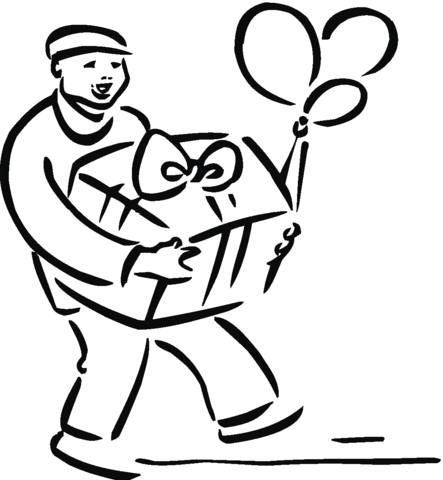 I bring birthday present Coloring page