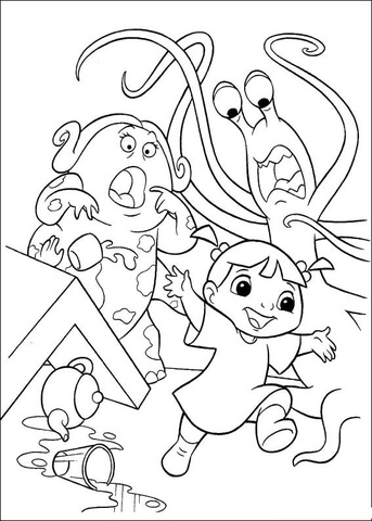 Boo scared monsters Coloring page