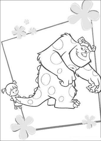 Boo, Sulley and his tail Coloring page