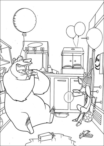 Boog And Elliot In The Kitchen  Coloring page