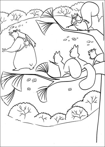 Boog and squirrels Coloring page