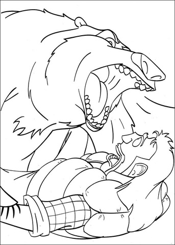 Boog Roars at Hunter  Coloring page