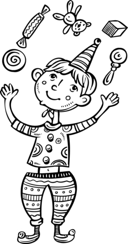 Boy Juggling Coloring page