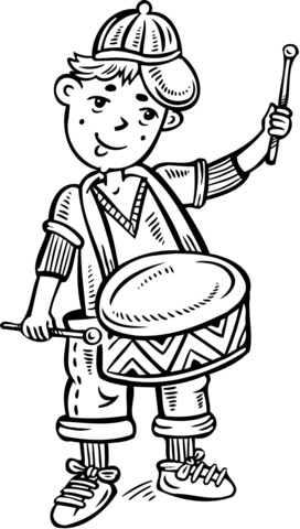 Boy Playing the Snare Drum Coloring page