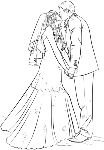 Bride and Groom Coloring page