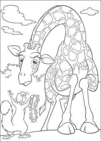 Bridget The Giraffe Is Talking To Benny  Coloring page