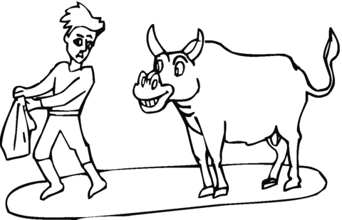 Toreador and bull Coloring page