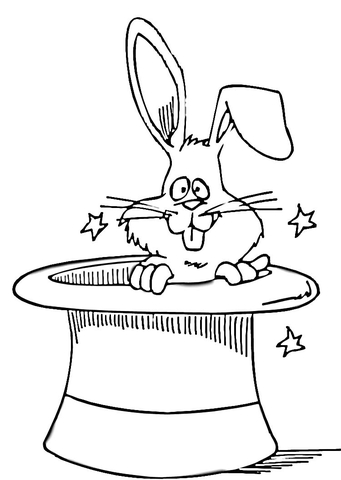 Bunny in a Magic Hat  Coloring page