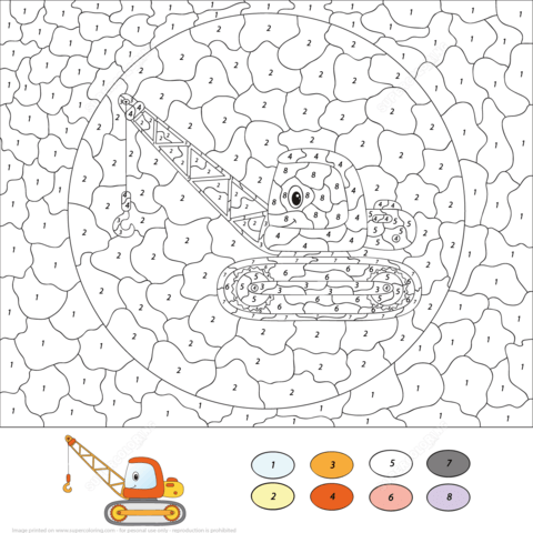 Crane Color by Number Coloring page