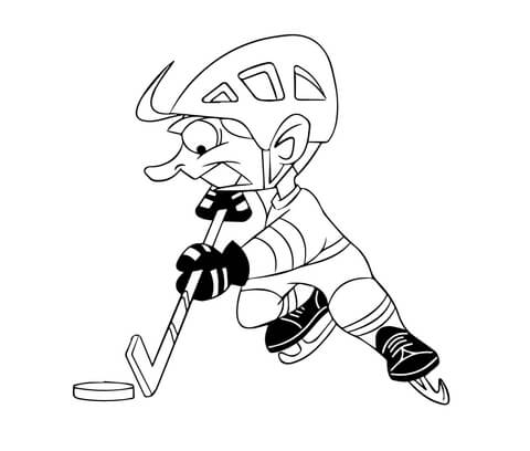 Cartoon Hockey Player Coloring page