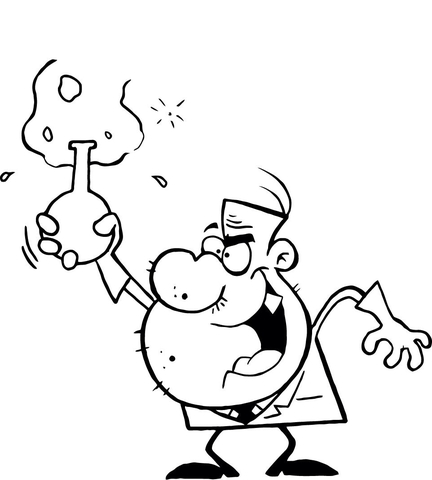 Cartoon Mad Scientist Coloring page