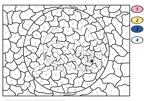 Cartoon Whale Color by Number Coloring page