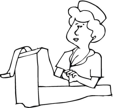 Cashier In A Shop  Coloring page