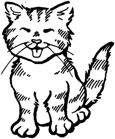 Kitten meowing Coloring page