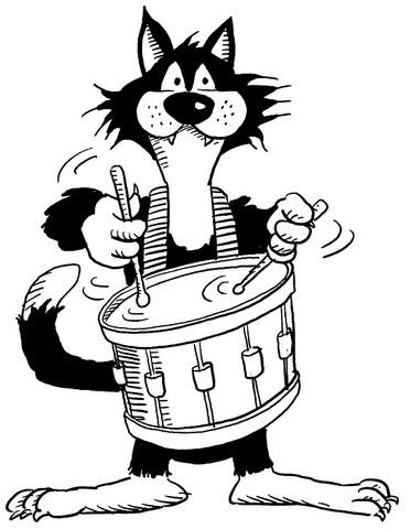 Cat With Drums  Coloring page