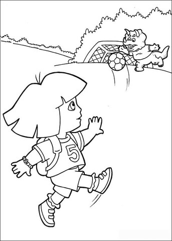 Dora is a soccer player Coloring page