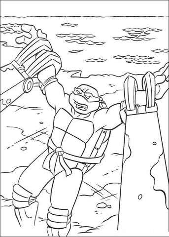 Ninja Turtle is in trap Coloring page