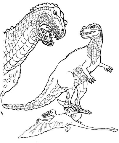 Ceratosaurus and Pteranodon Coloring page